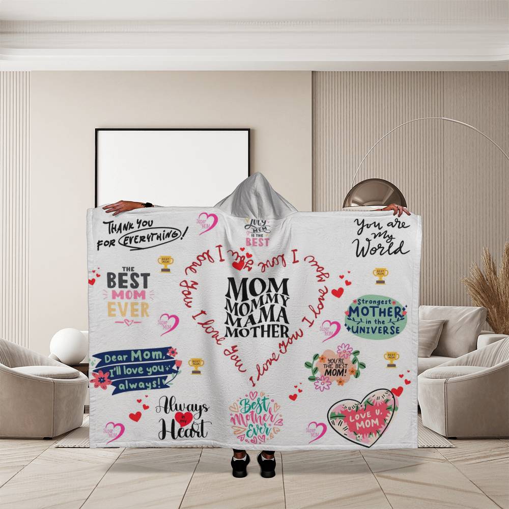 Best Mom Ever Hooded Sherpa Fleece Blanket