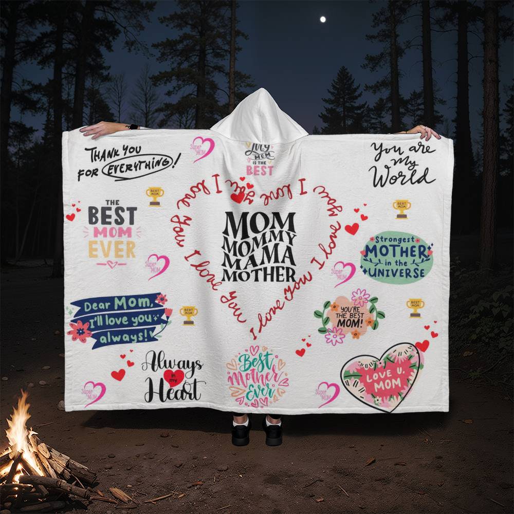 Best Mom Ever Hooded Sherpa Fleece Blanket