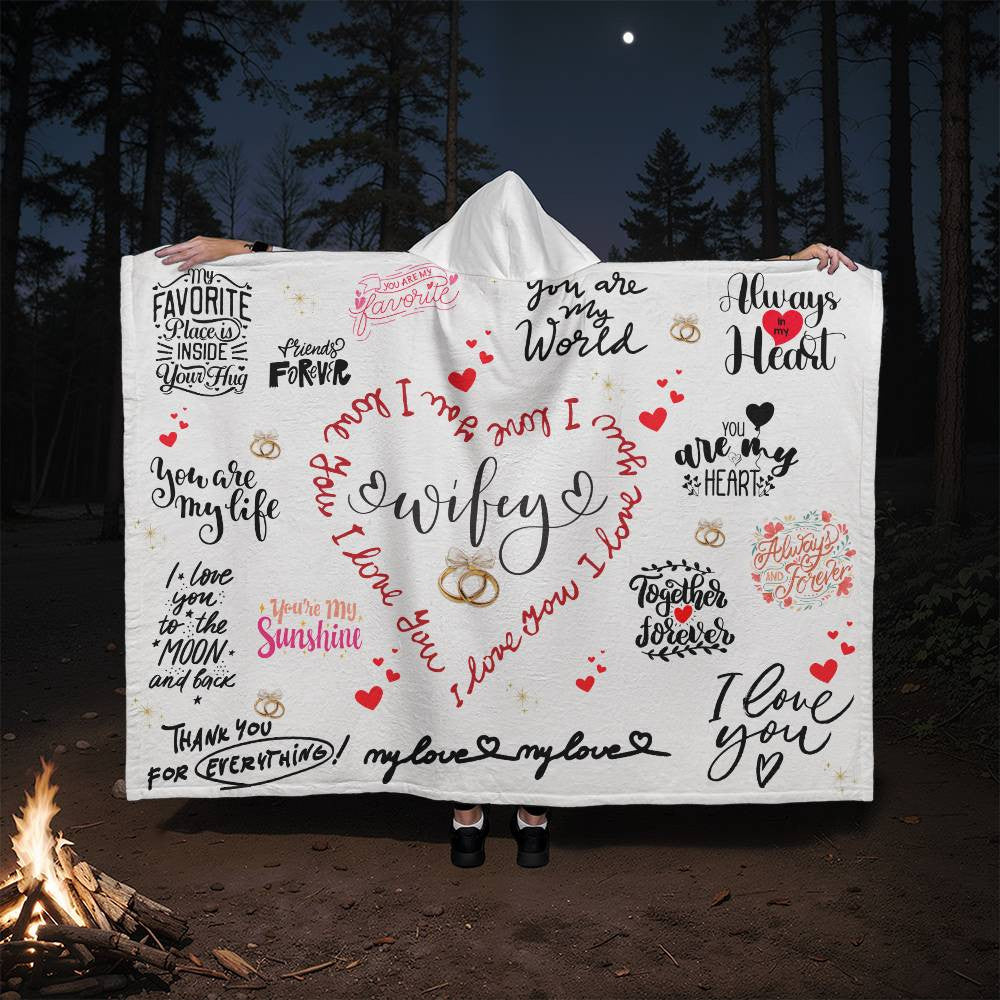 To my Wife Hooded Sherpa Fleece Blanket