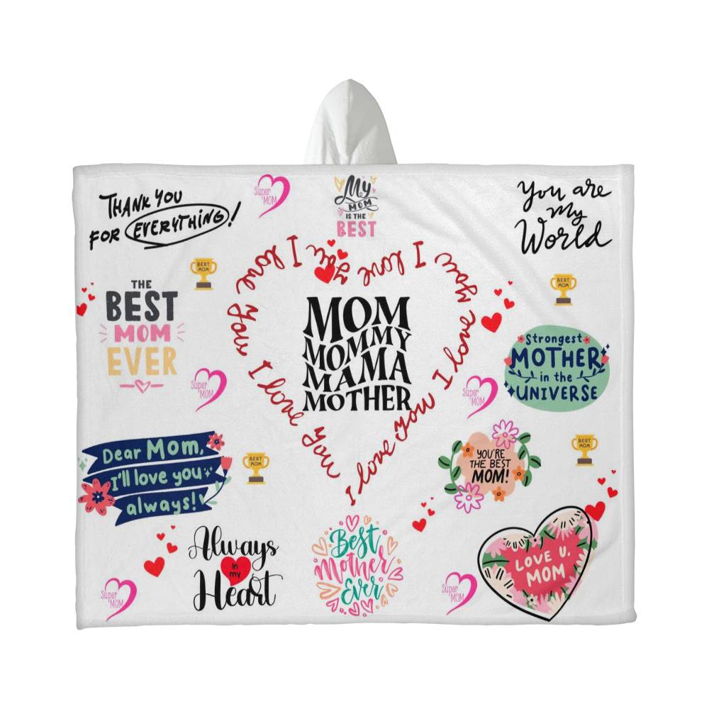 Best Mom Ever Hooded Sherpa Fleece Blanket