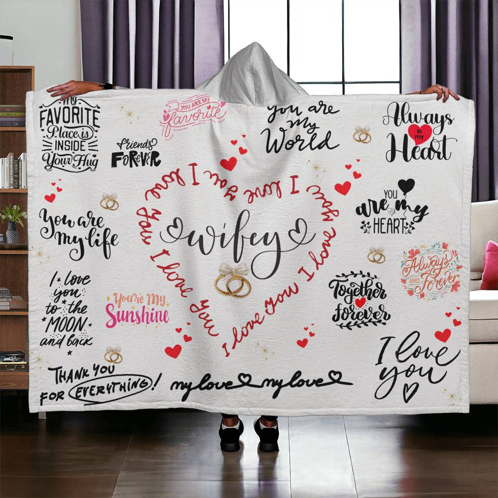 To my Wife Hooded Sherpa Fleece Blanket