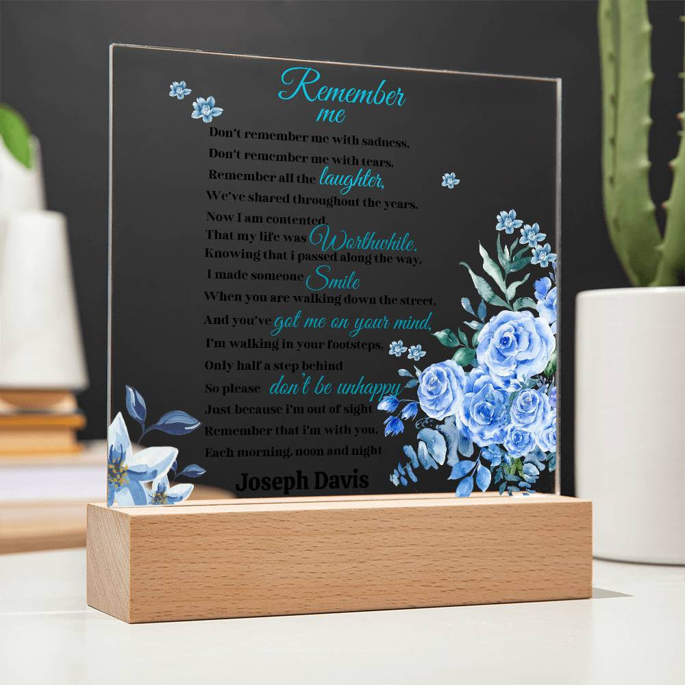 Personalized Memorial Acrylic Square Keepsake Plaque