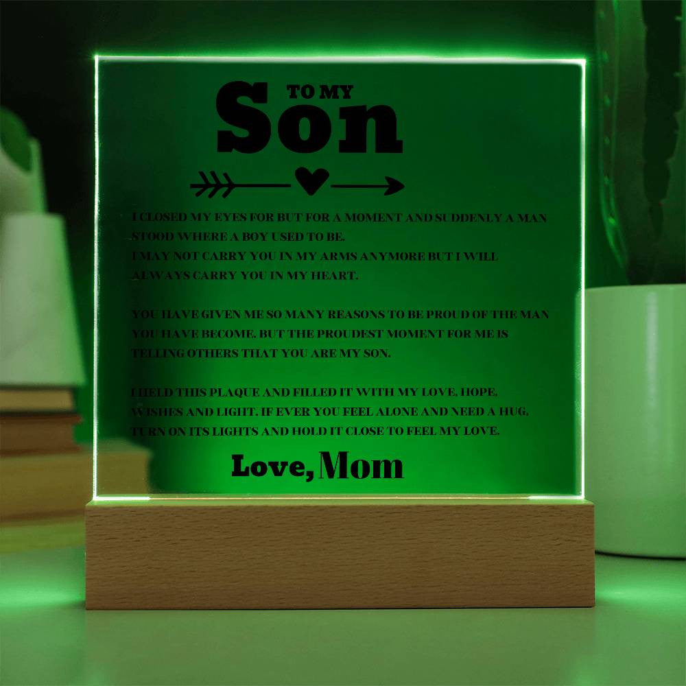 Perfect Gift for Son- Acrylic Square and Heart Plaque
