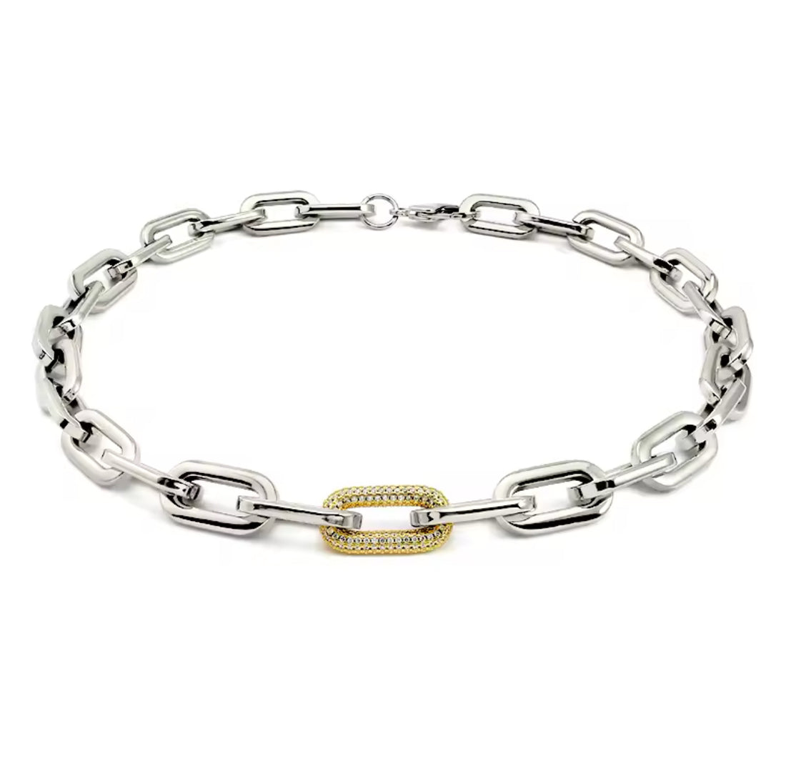 LuxeLink Bold Chain Necklace – Pave Diamond Accent Statement Piece