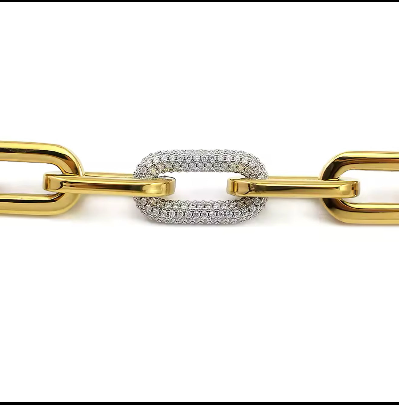 LuxeLink Bold Chain Necklace – Pave Diamond Accent Statement Piece