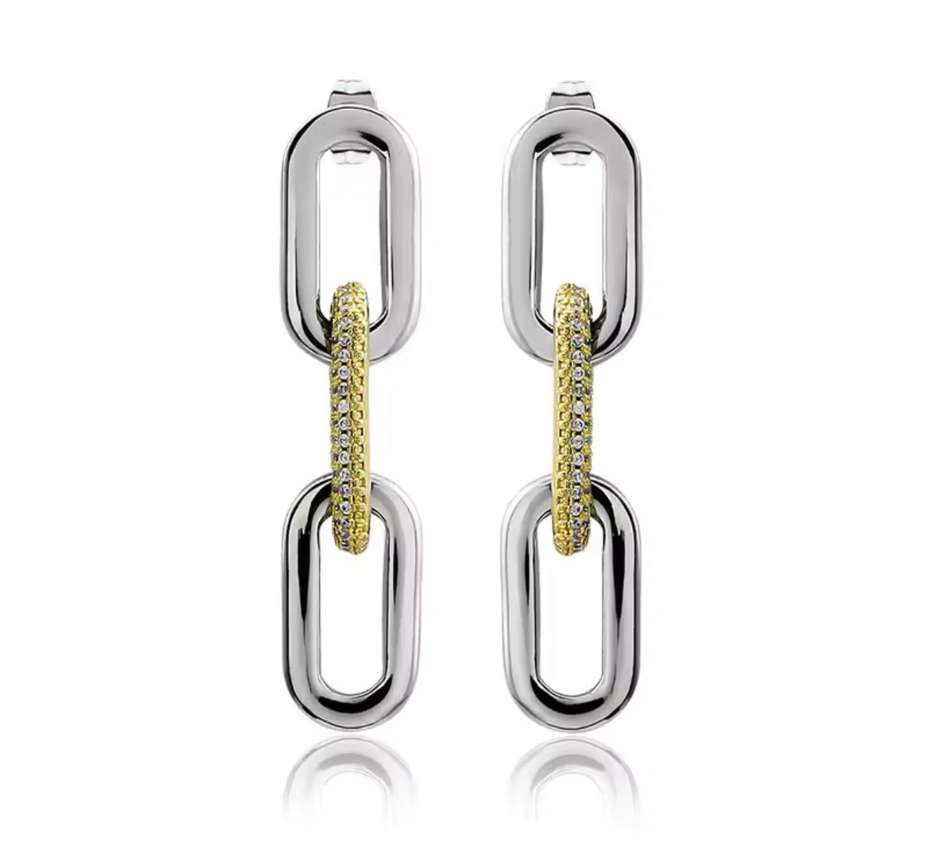 LuxeLink Drop Earrings – Pave Diamond Accent Statement Piece