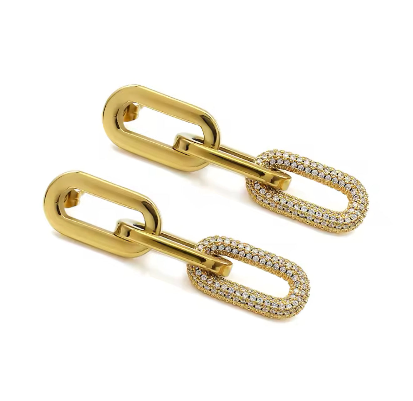 LuxeLink Drop Earrings – Pave Diamond Accent Statement Piece