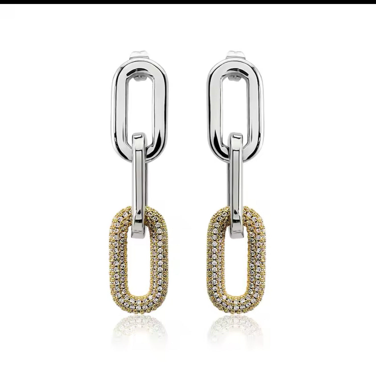 LuxeLink Drop Earrings – Pave Diamond Accent Statement Piece