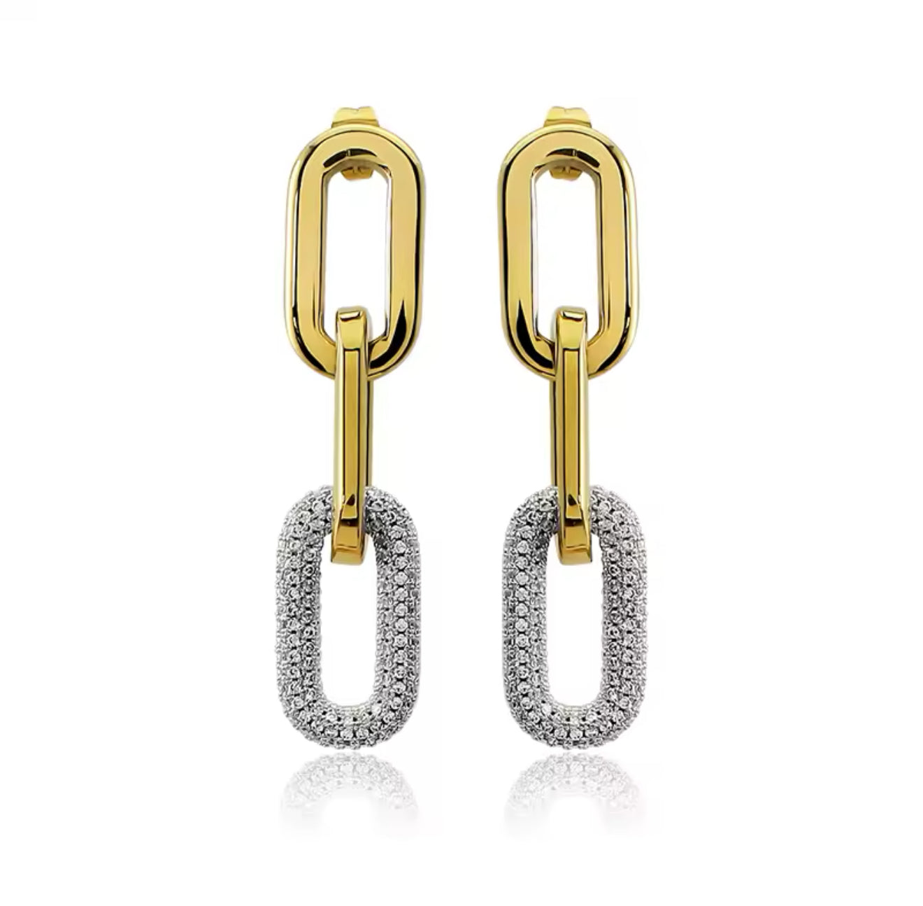 LuxeLink Drop Earrings – Pave Diamond Accent Statement Piece
