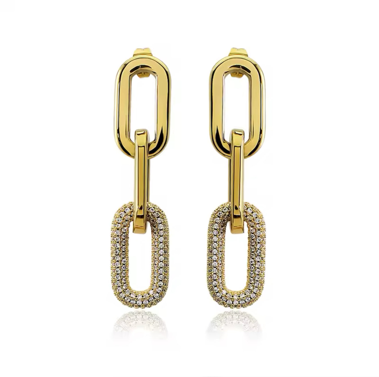 LuxeLink Drop Earrings – Pave Diamond Accent Statement Piece