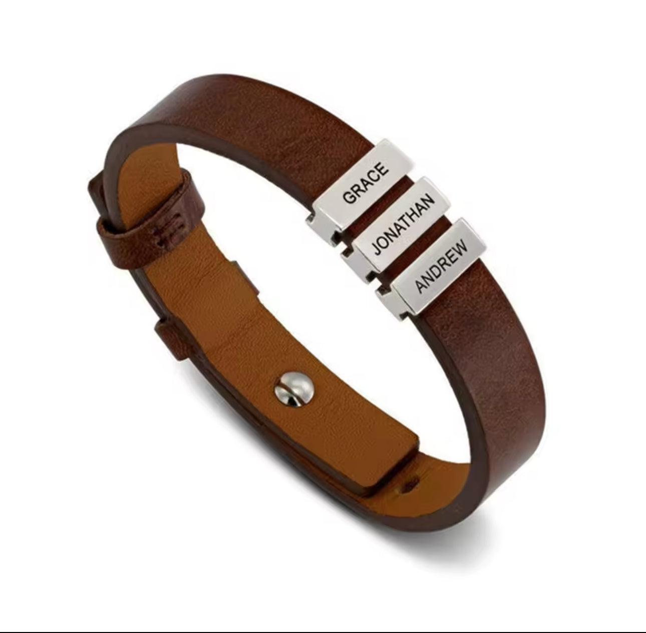 1-6 Name Personalized Engraved Leather Bracelet