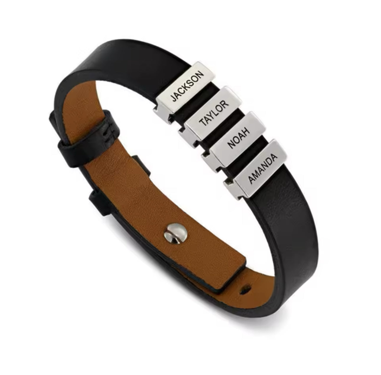 1-6 Name Personalized Engraved Leather Bracelet