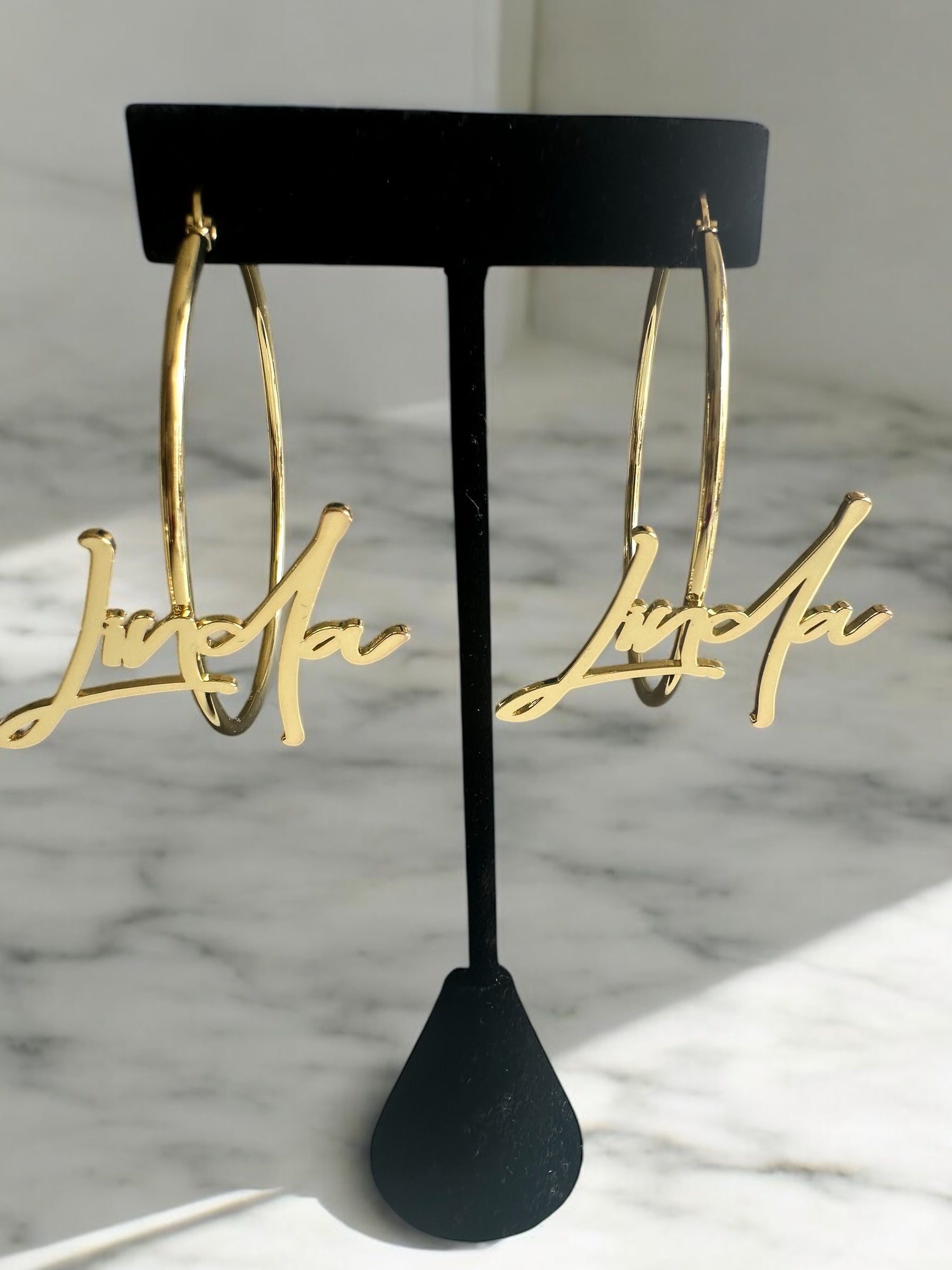 Personalized Name Hoop Earrings- 18k gold plated
