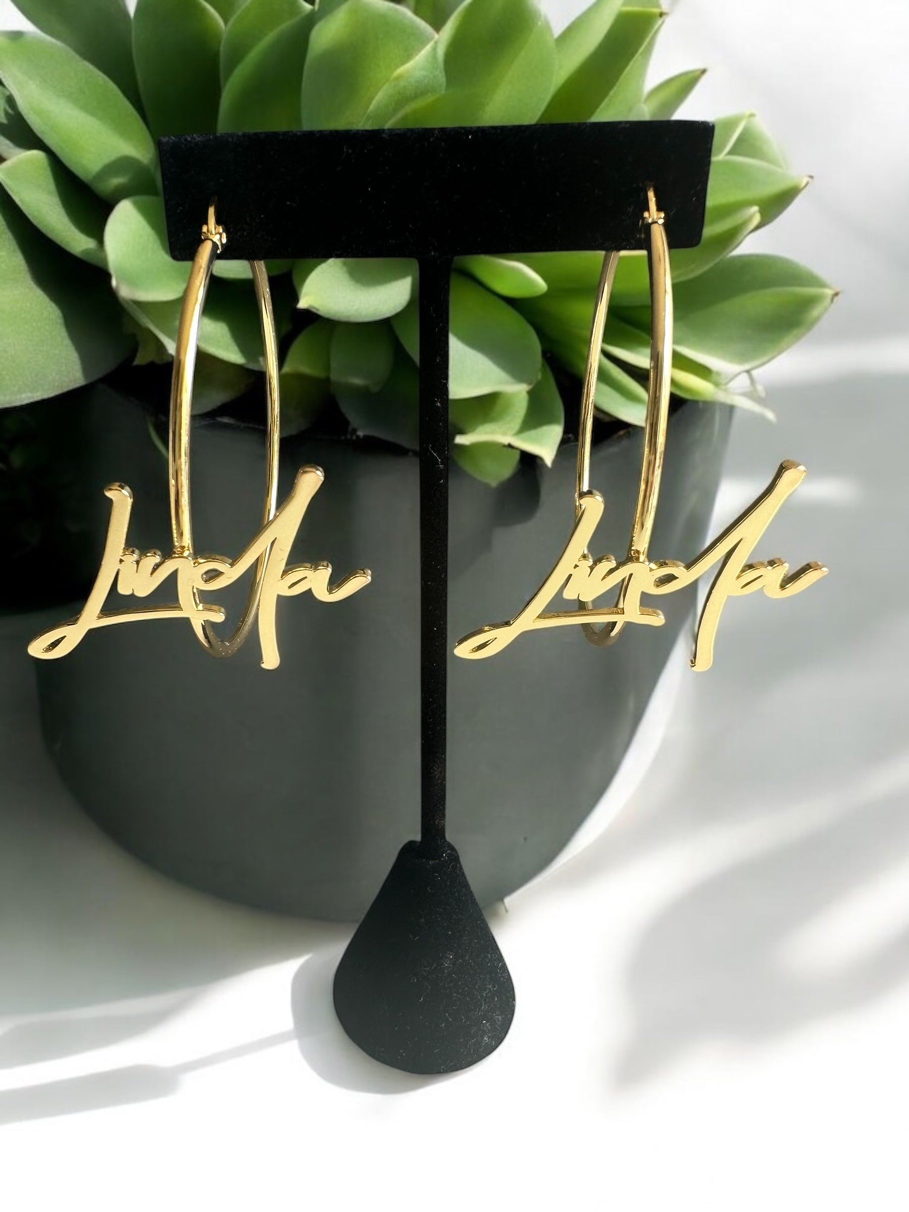 Personalized Name Hoop Earrings- 18k gold plated