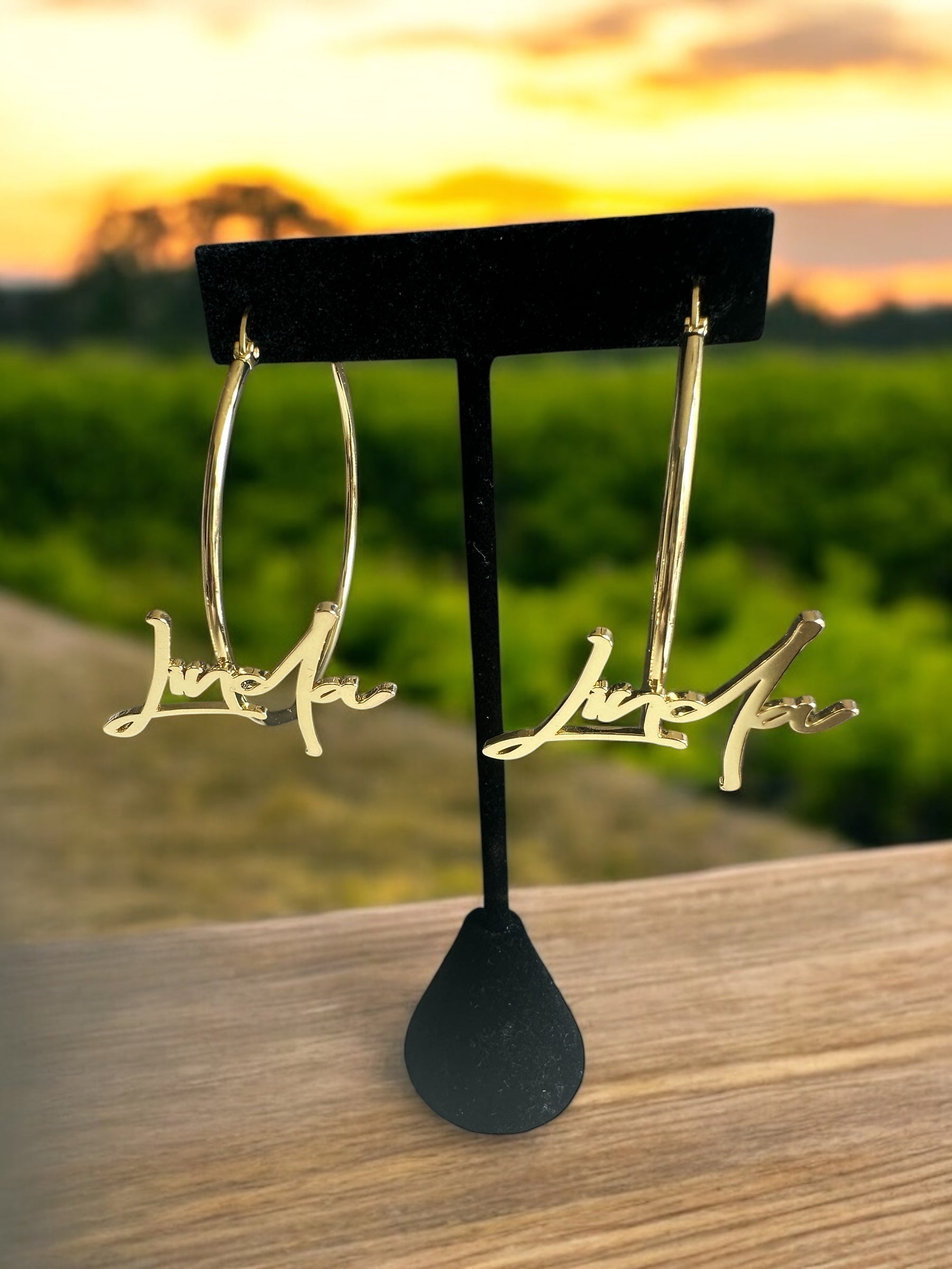 Personalized Name Hoop Earrings- 18k gold plated