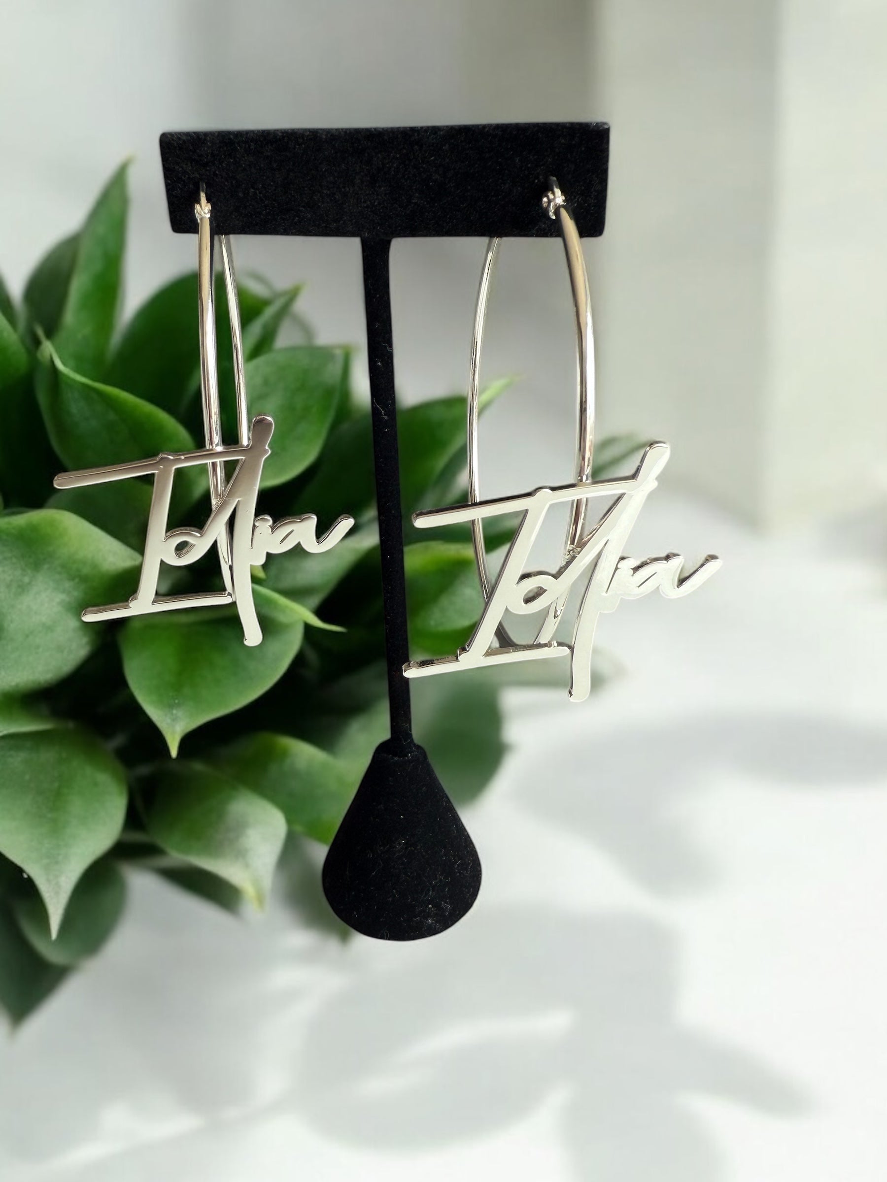 Personalized Name Hoop Earrings- 18k gold plated