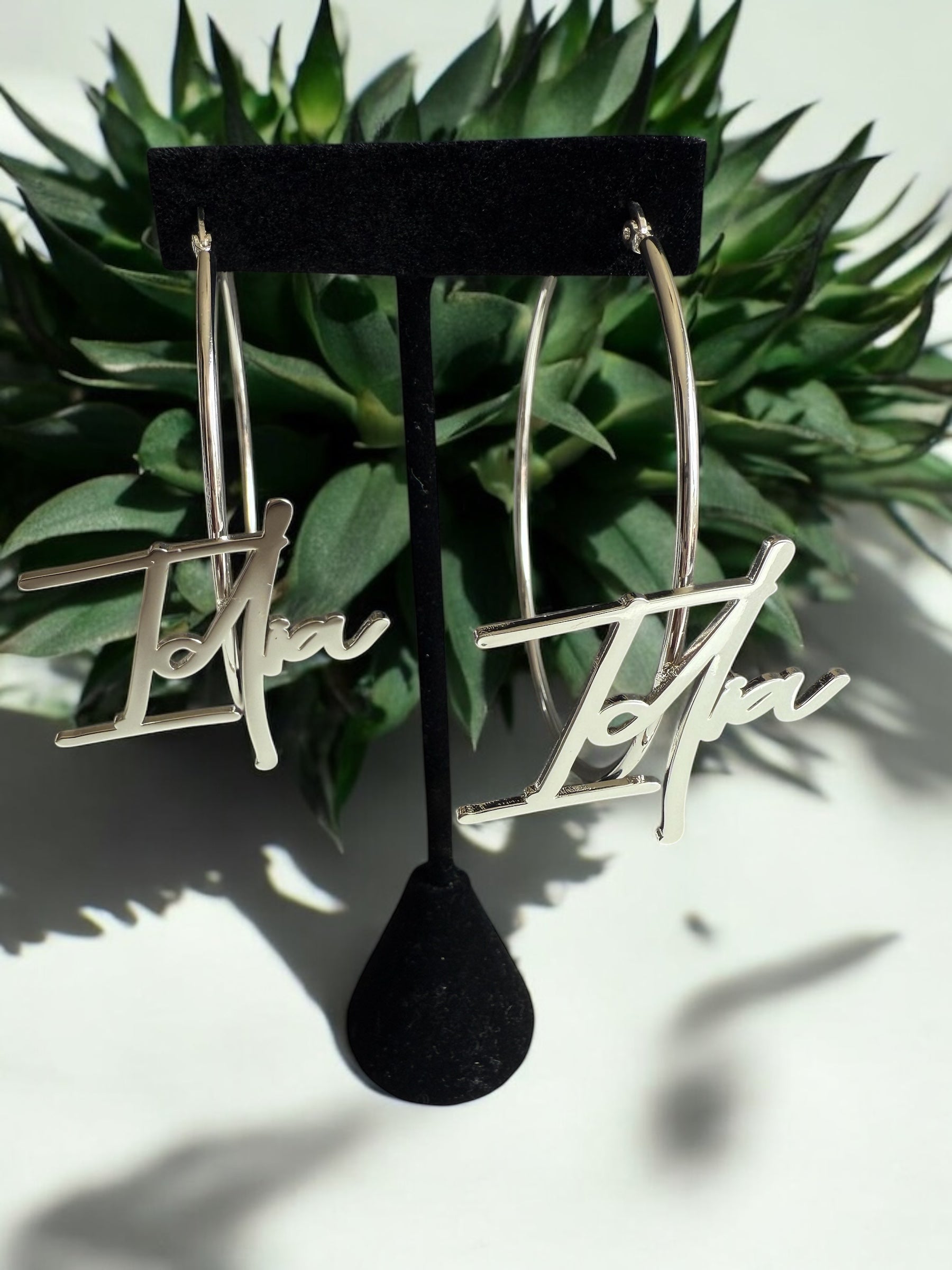 Personalized Name Hoop Earrings- 18k gold plated