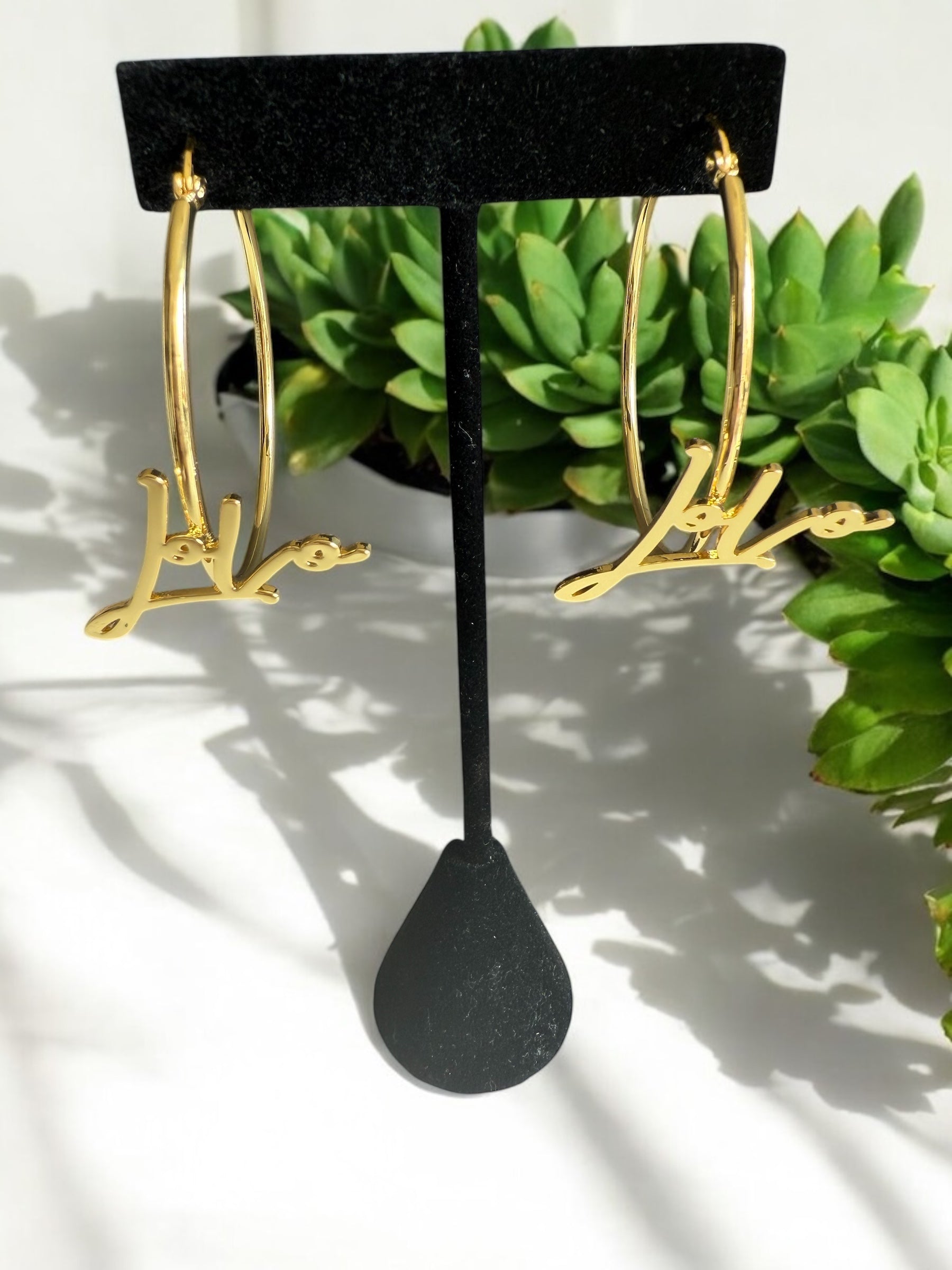 Personalized Name Hoop Earrings- 18k gold plated