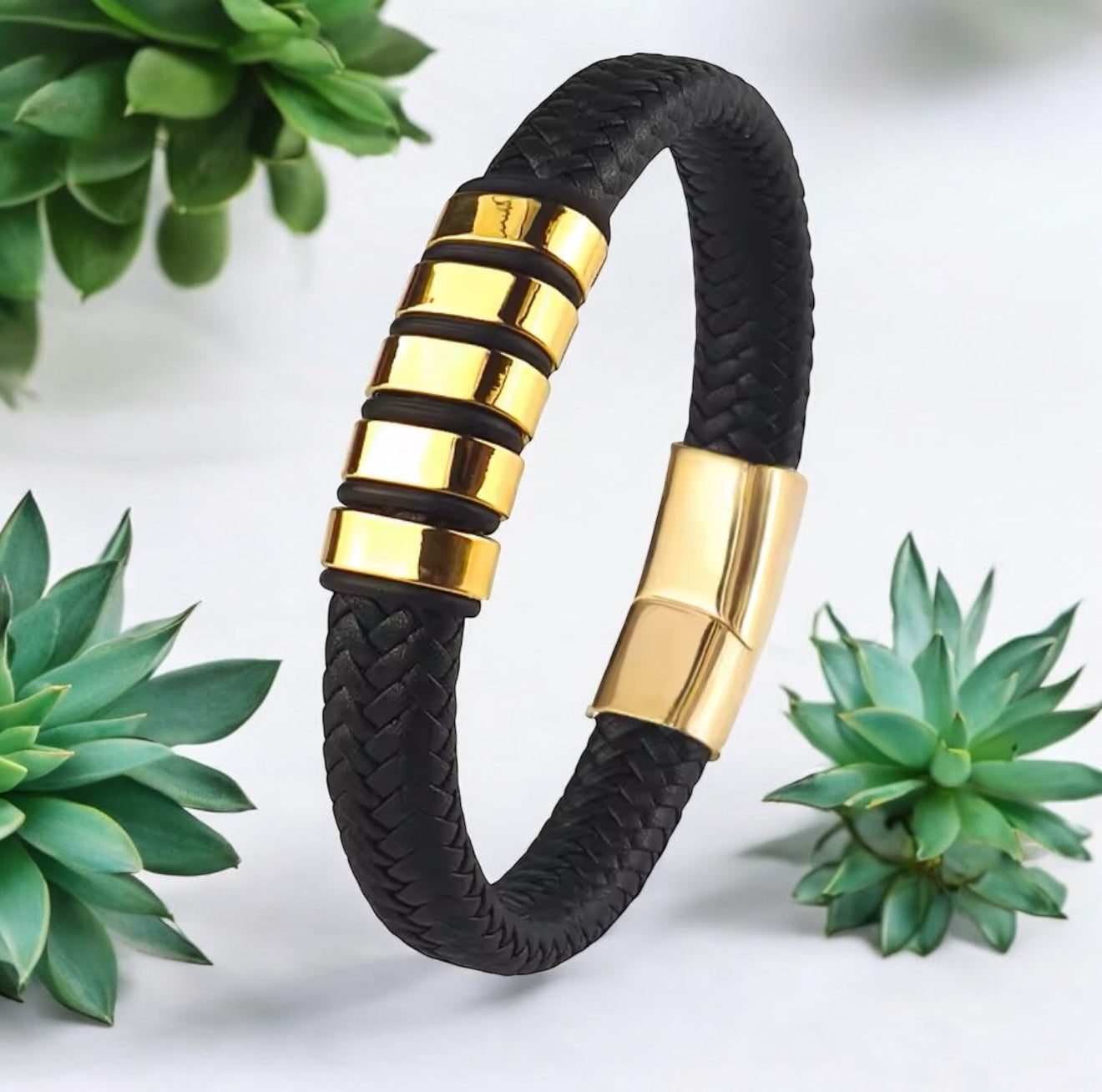 1-5 Personalized Leather Bracelet – Custom Engraved Leather Bracelet for Men