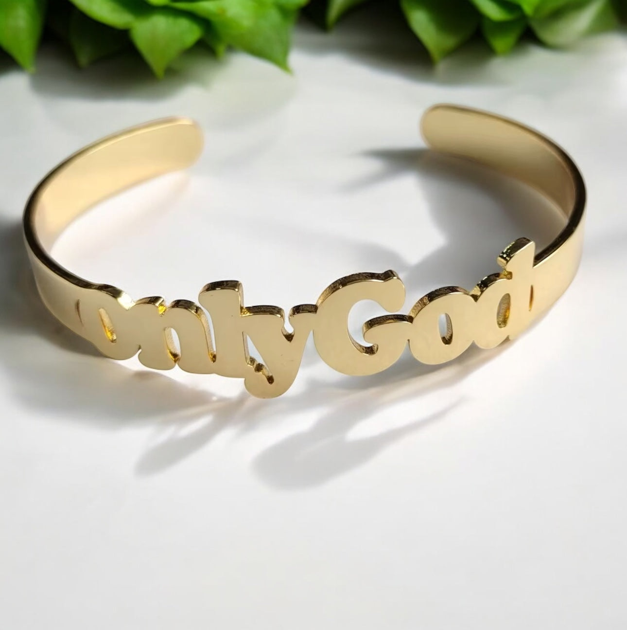 "Only God" Gold-Plated Cuff Bracelet – Inspirational Faith Jewelry