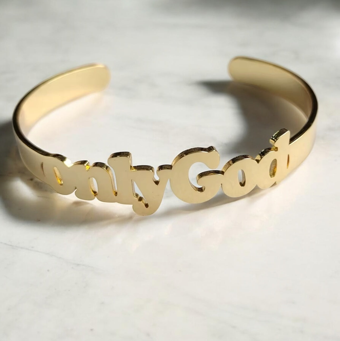 "Only God" Gold-Plated Cuff Bracelet – Inspirational Faith Jewelry