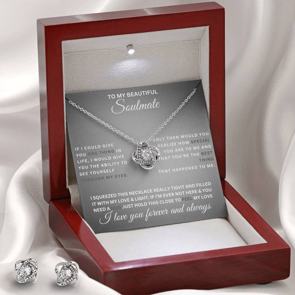 To My Beautiful Soulmate- Love Knot Necklace and Earrings Set