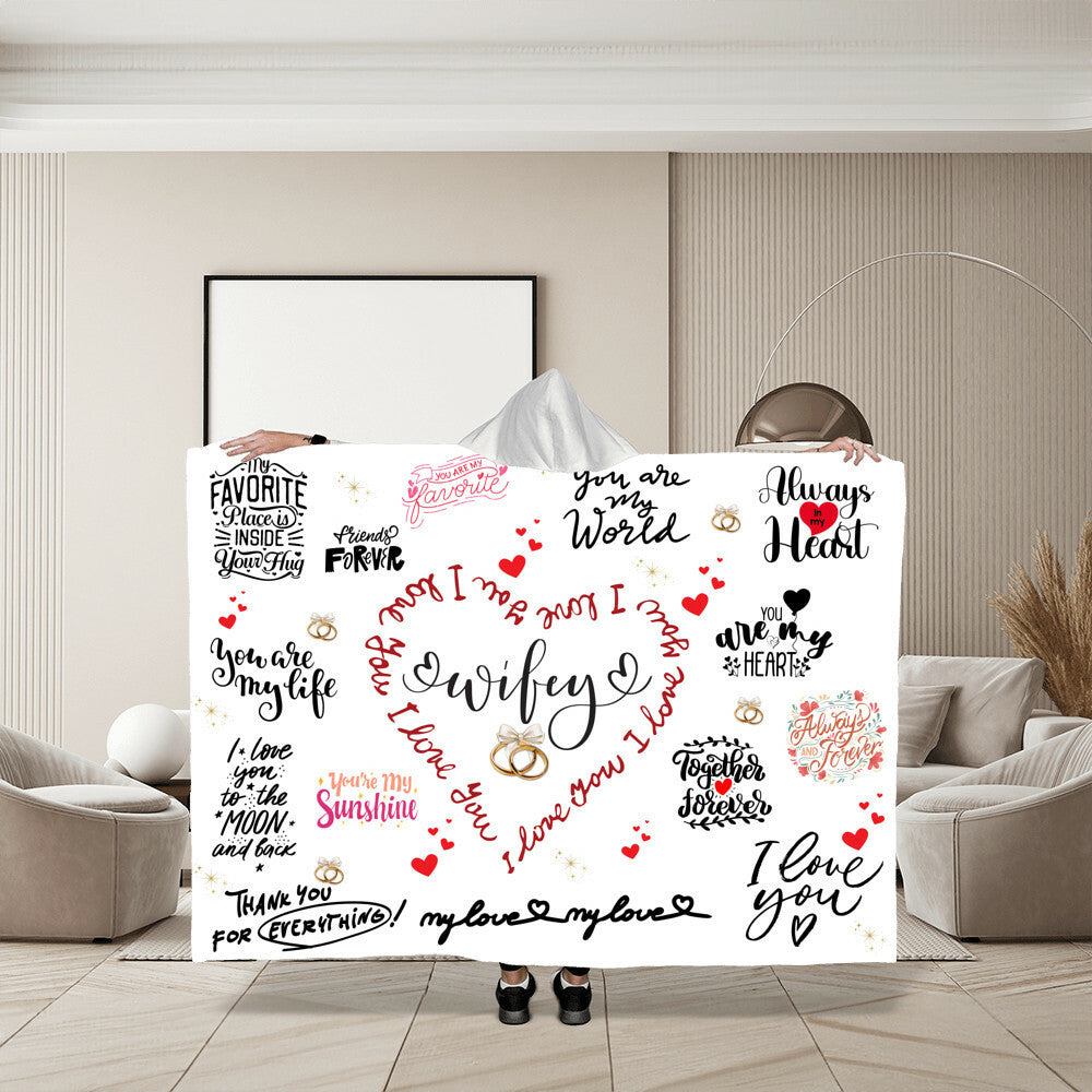 To my Wife Hooded Sherpa Fleece Blanket