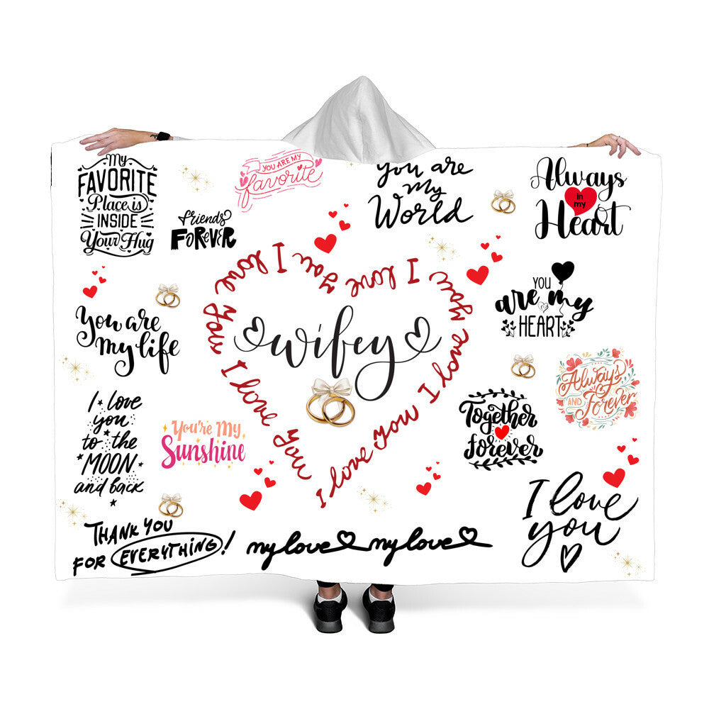 To my Wife Hooded Sherpa Fleece Blanket