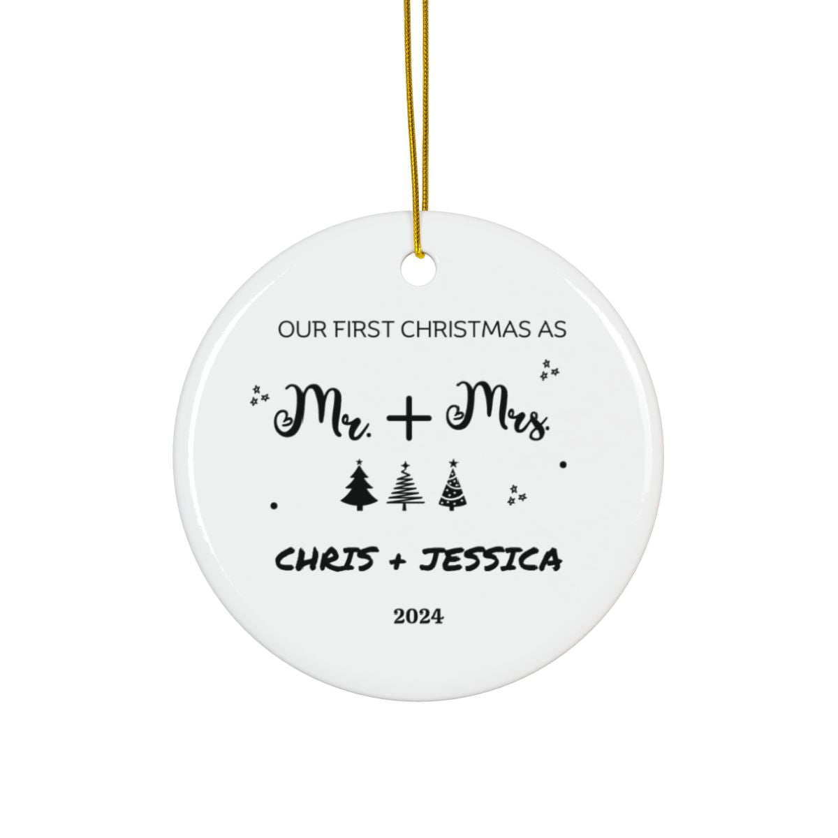 Personalized First Couples Christmas Ceramic Ornaments, 2-Side Print, (1pc, 3pcs, 5pcs, 10pcs)