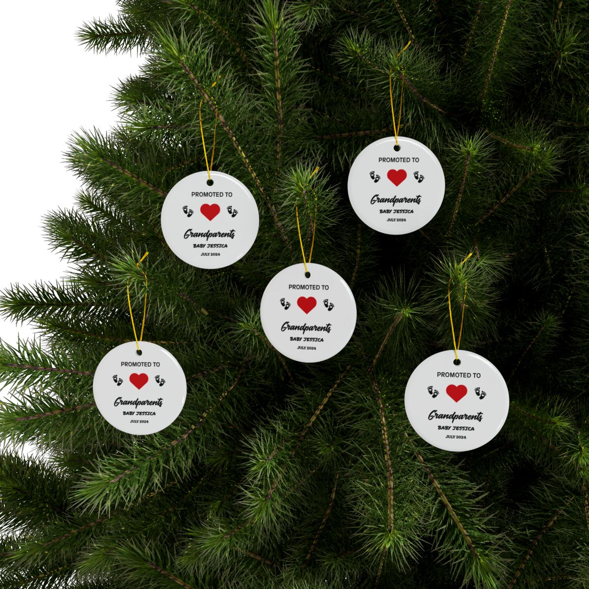 Personalized New Grandparent Ceramic Ornaments, 2-Side Print, (1pc, 3pcs, 5pcs, 10pcs)