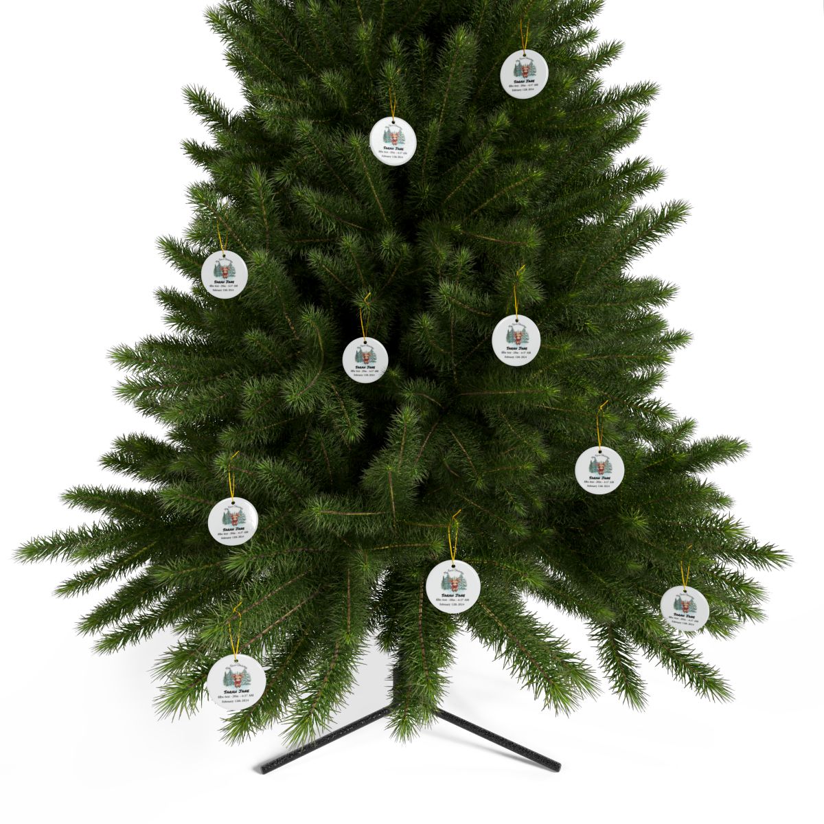 Personalized Birth Stats Christmas Ceramic Ornaments, 2-Side Print, (1pc, 3pcs, 5pcs, 10pcs)