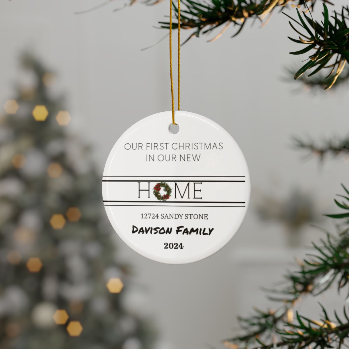 Personalized First Christmas New Home  Ceramic Ornaments, 2-Side Print, (1pc, 3pcs, 5pcs, 10pcs)