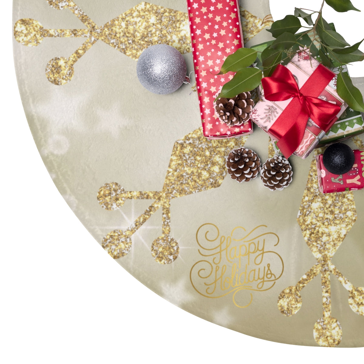 Gold Glitter Christmas Tree Skirts