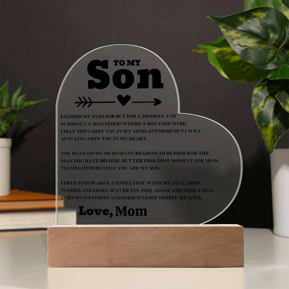 Perfect Gift for Son- Acrylic Square and Heart Plaque