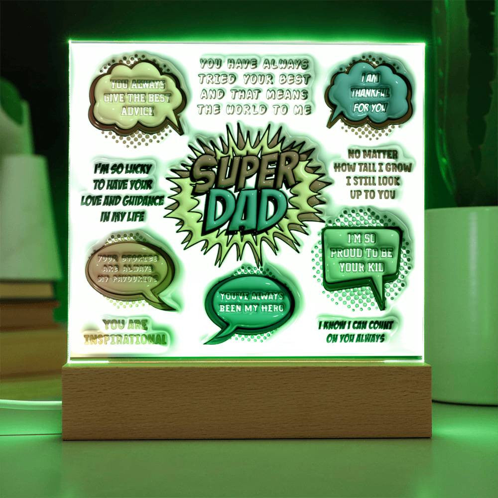 Super DAD Inspirational- Acrylic Square Plaque
