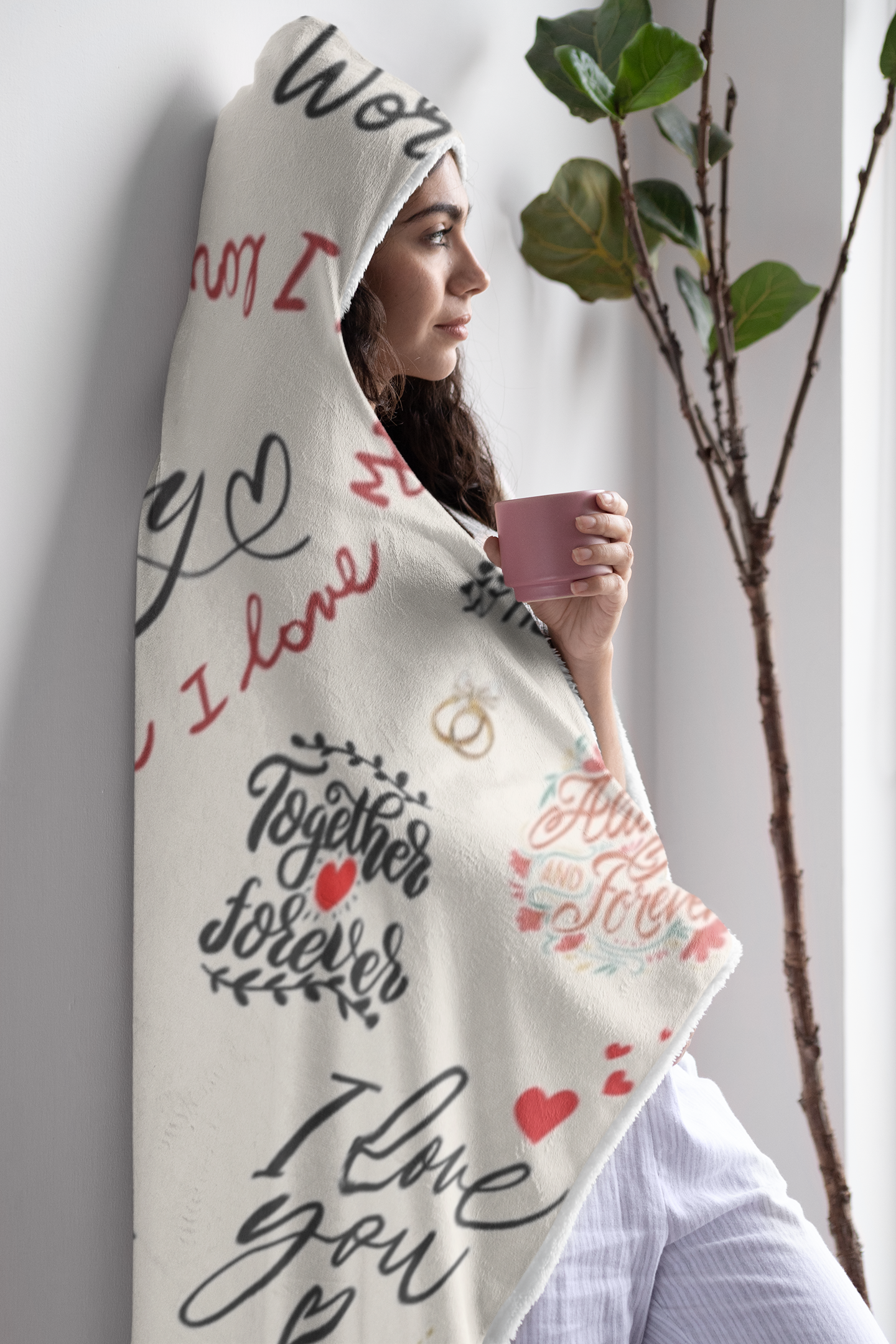 To my Wife Hooded Sherpa Fleece Blanket