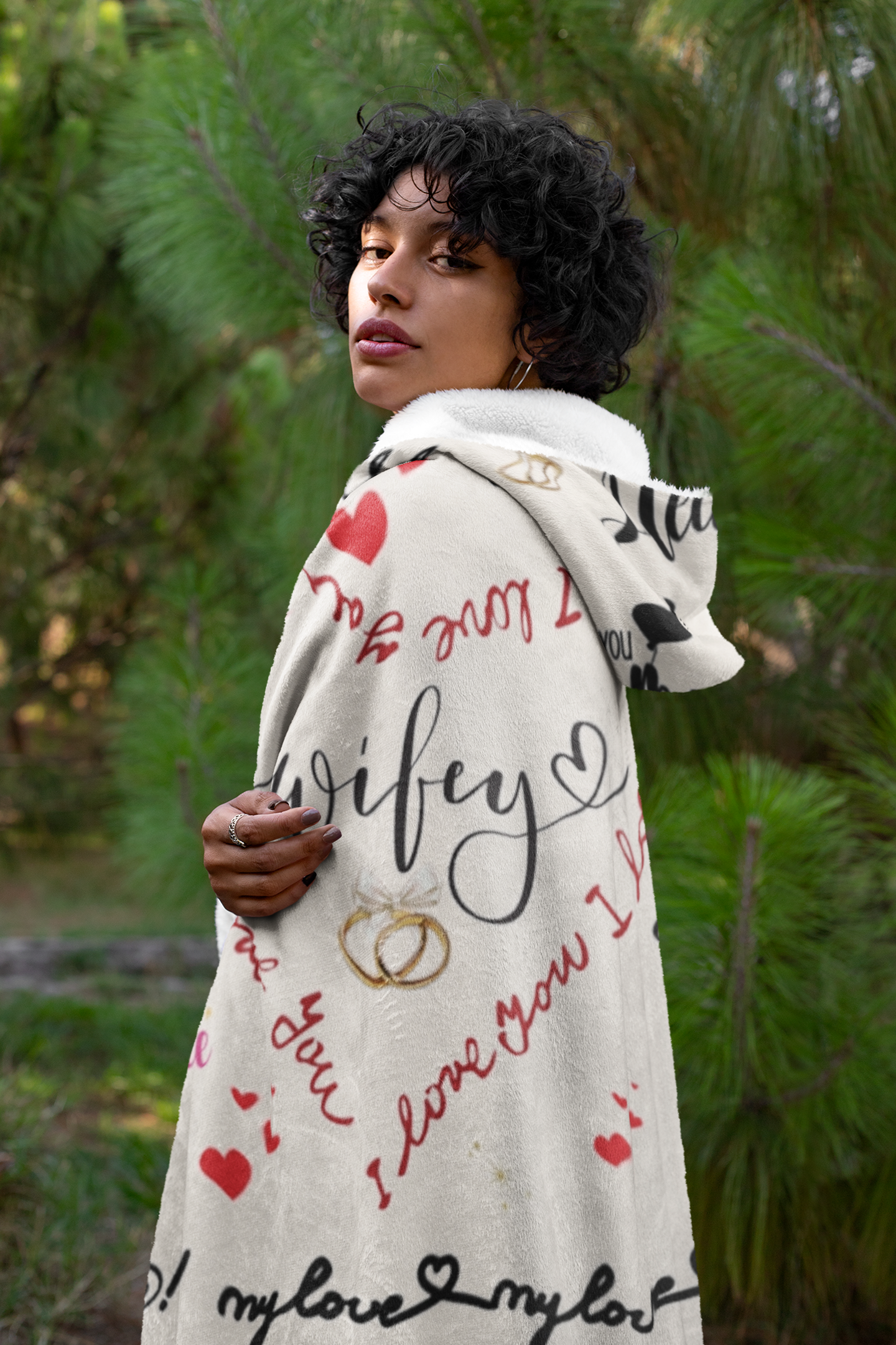 To my Wife Hooded Sherpa Fleece Blanket