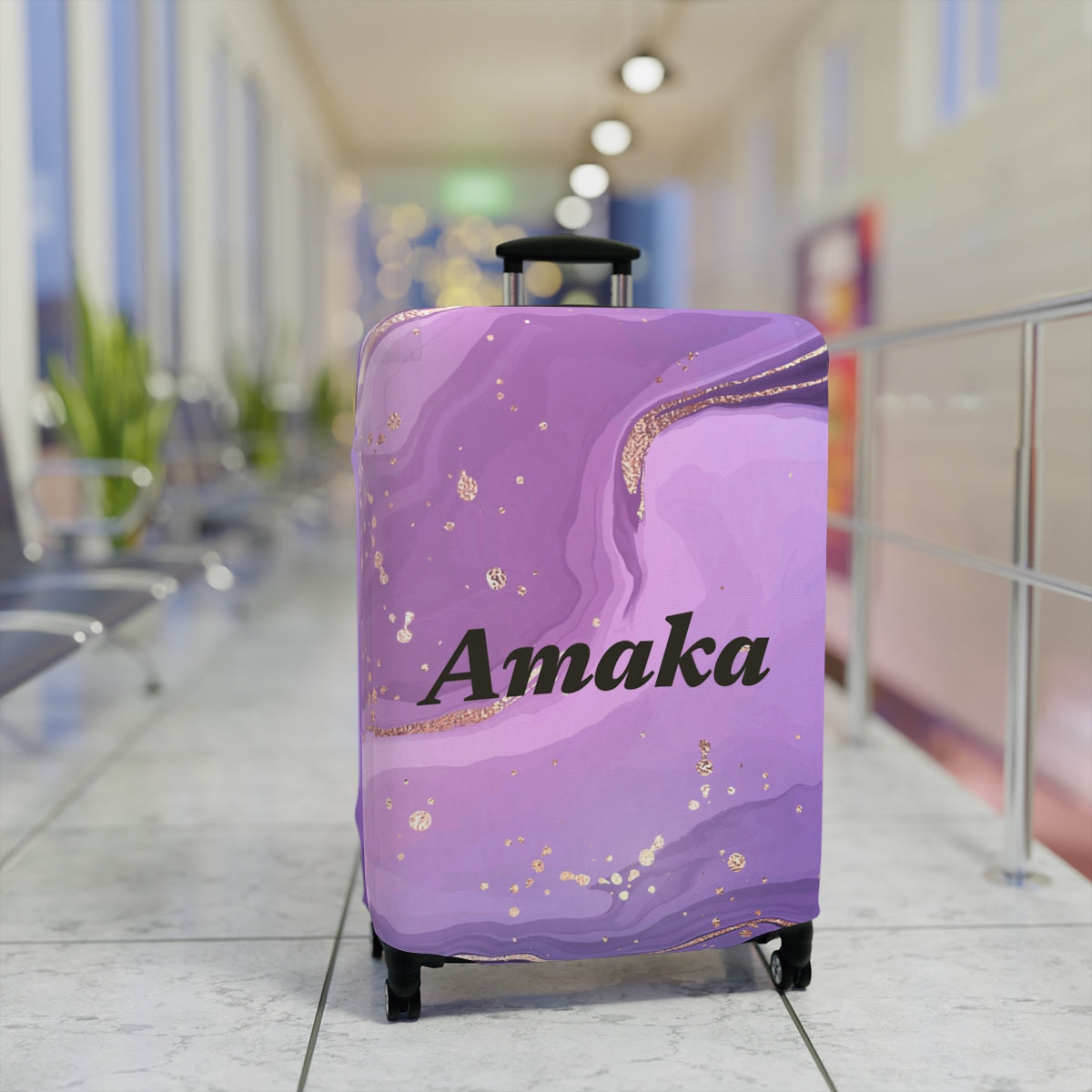 Personalized Marbel Design Name Luggage Cover