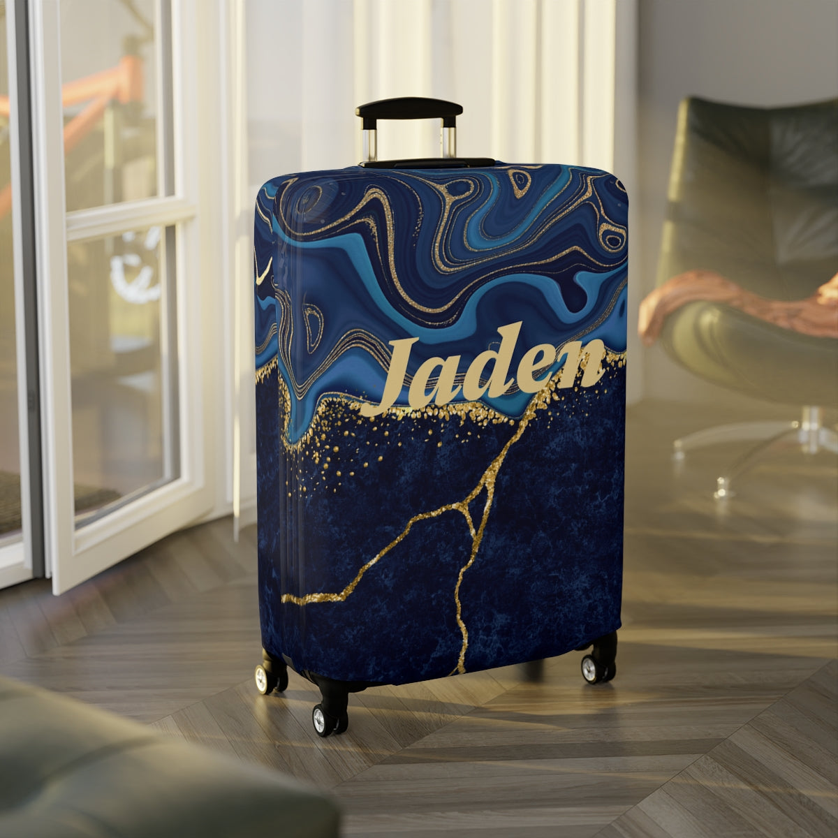 Personalized Marbel Design Name Luggage Cover