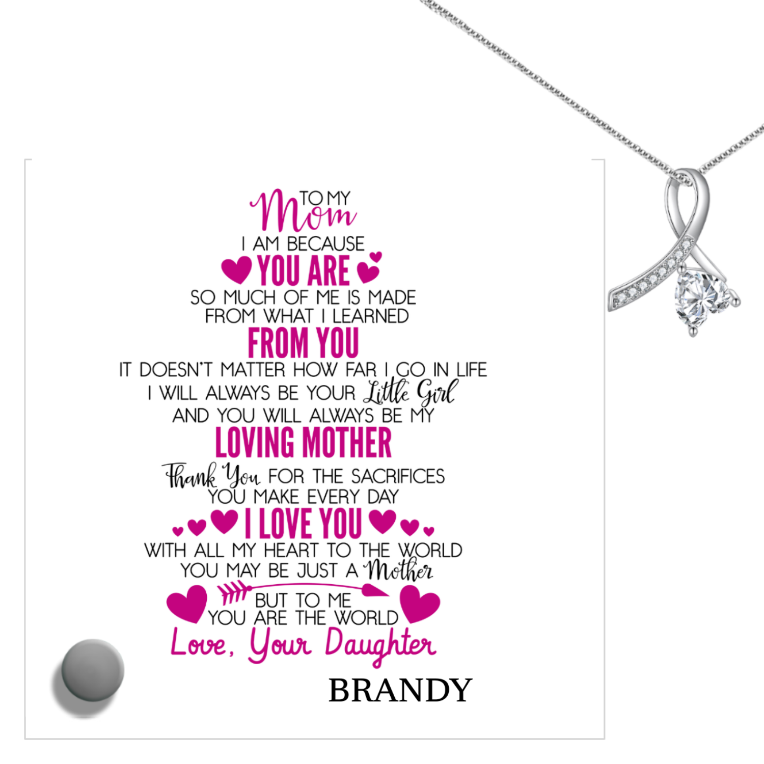 Eternal Necklace  With Glass Message Stand