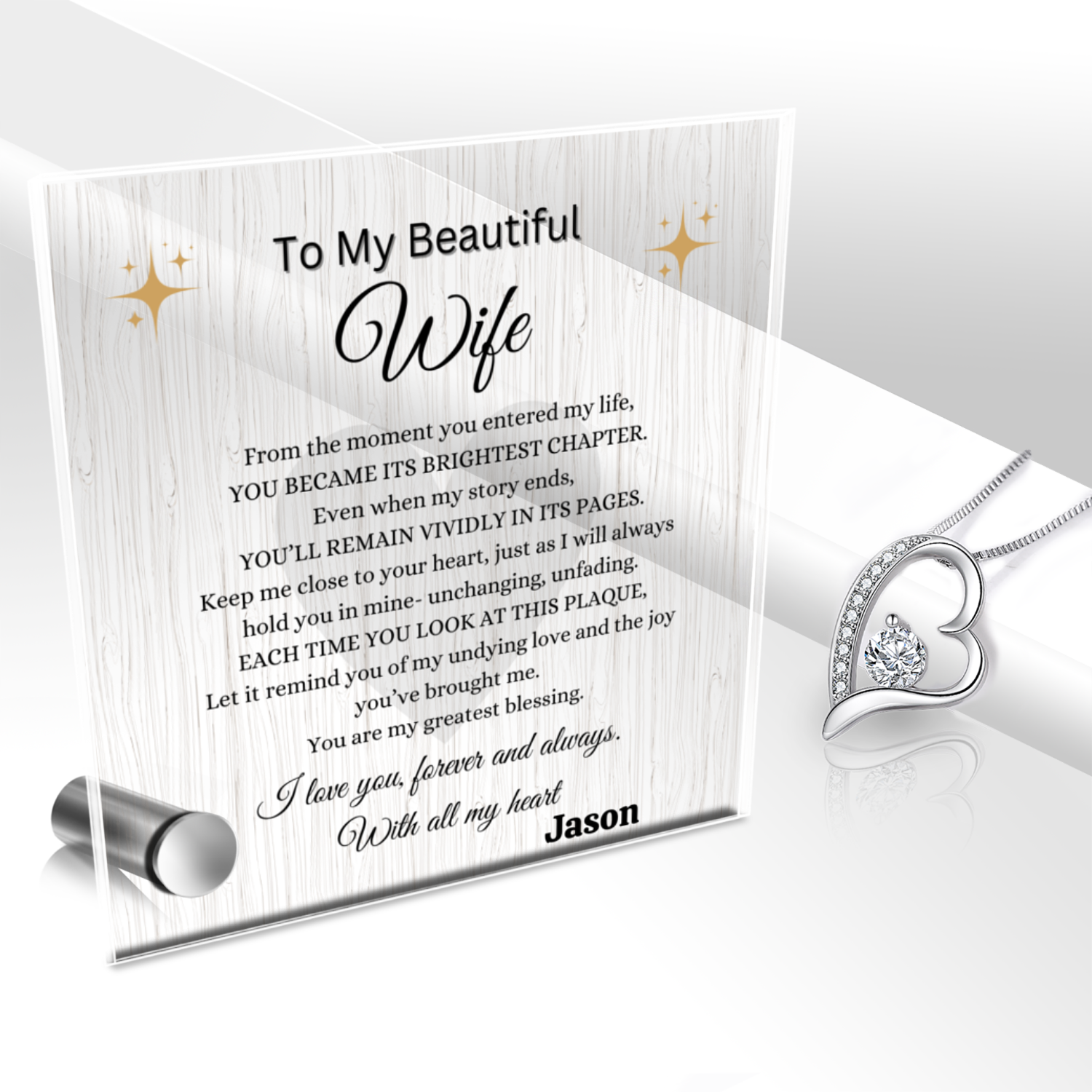 Eternal Necklace  With Glass Message Stand