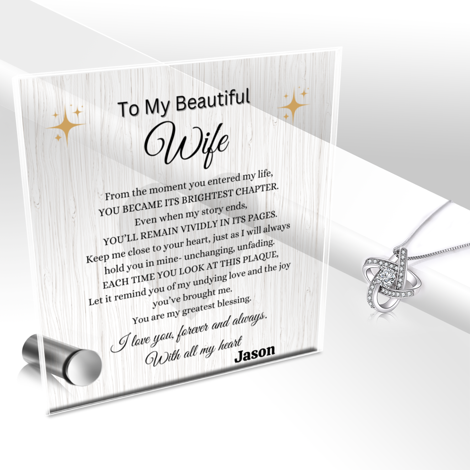 Eternal Necklace  With Glass Message Stand