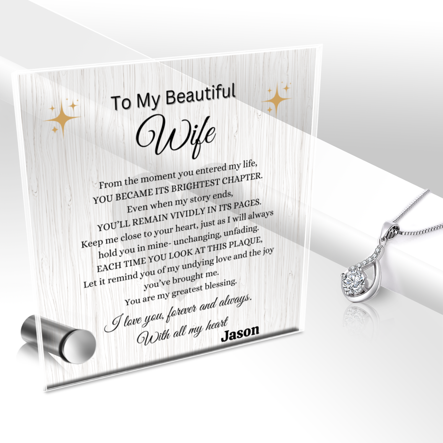 Eternal Necklace  With Glass Message Stand