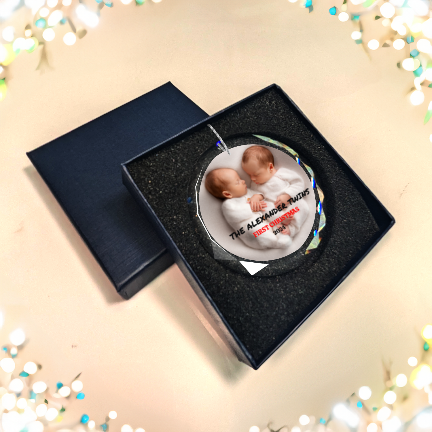 First Christmas Classic Elegance Glass Premium Ornament With Gift Box