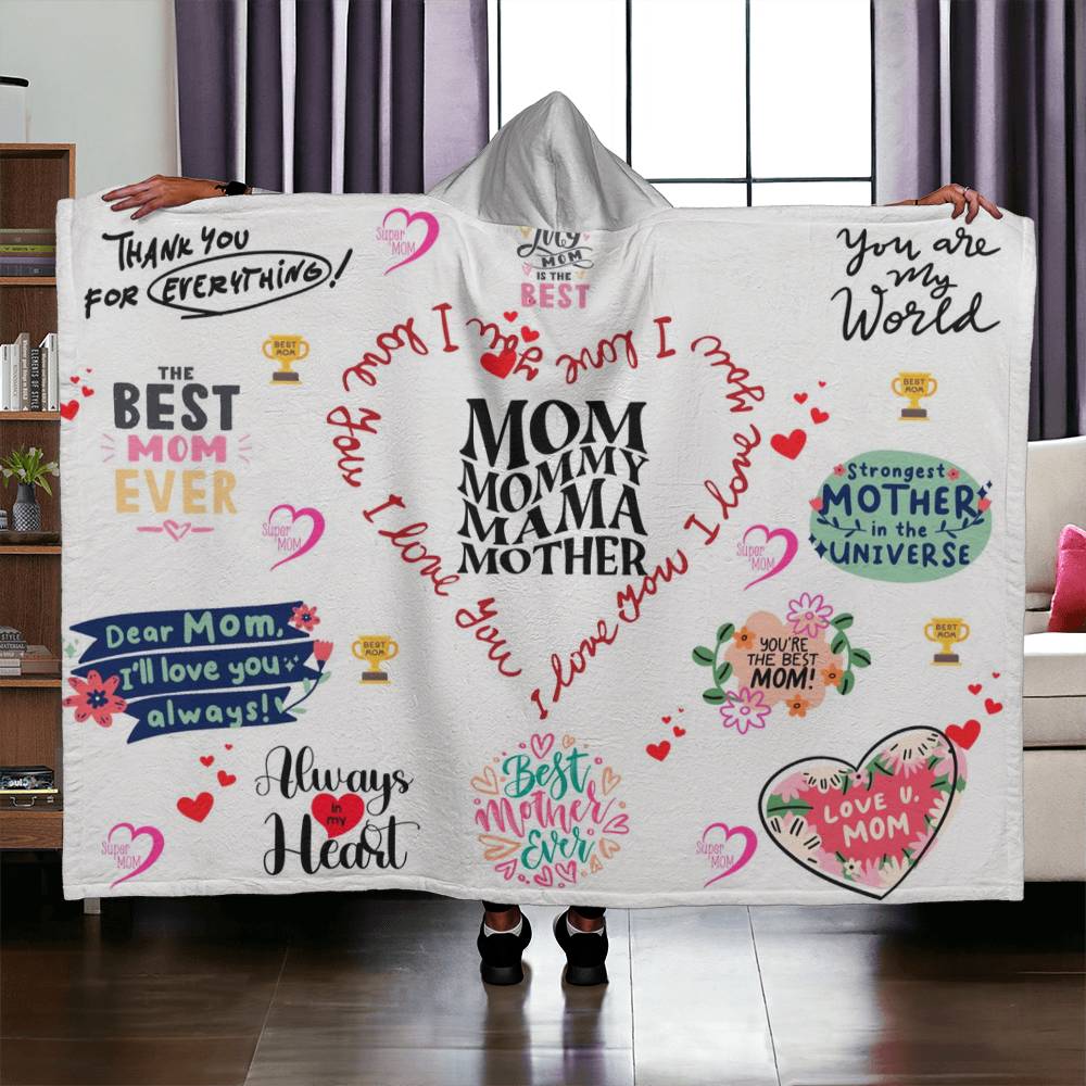 Best Mom Ever Hooded Sherpa Fleece Blanket