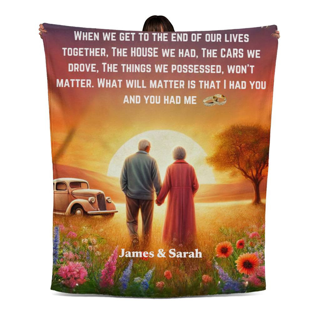 Personalized Couples Heirloom Photo Woven and Jersey Fleece Blanket