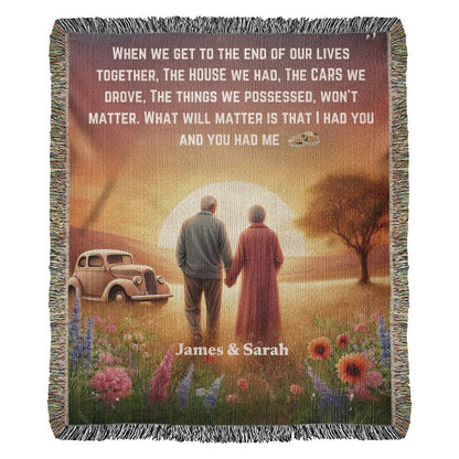 Personalized Couples Heirloom Photo Woven and Jersey Fleece Blanket