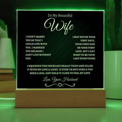 To my beautiful wife- Acrylic Square Plaque