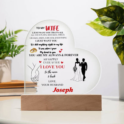 Personalized To My Wife- Heart Acrylic Plaque