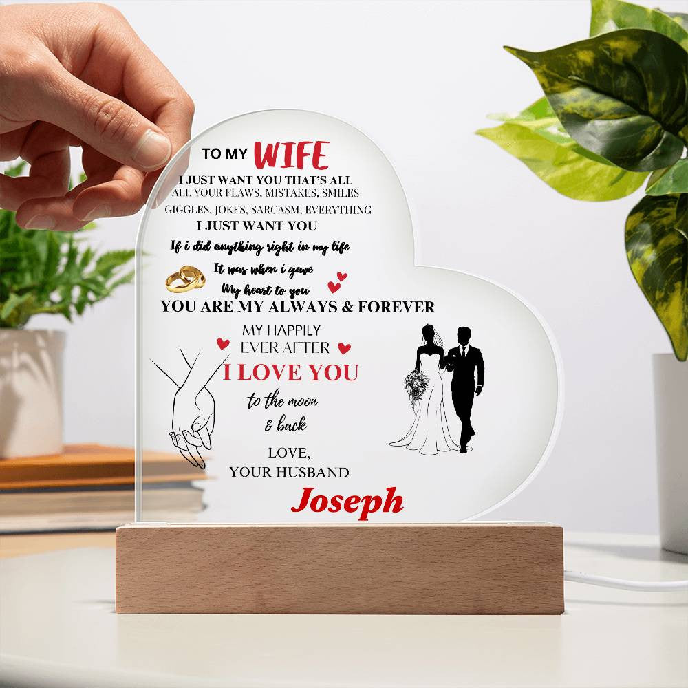 Personalized To My Wife- Heart Acrylic Plaque